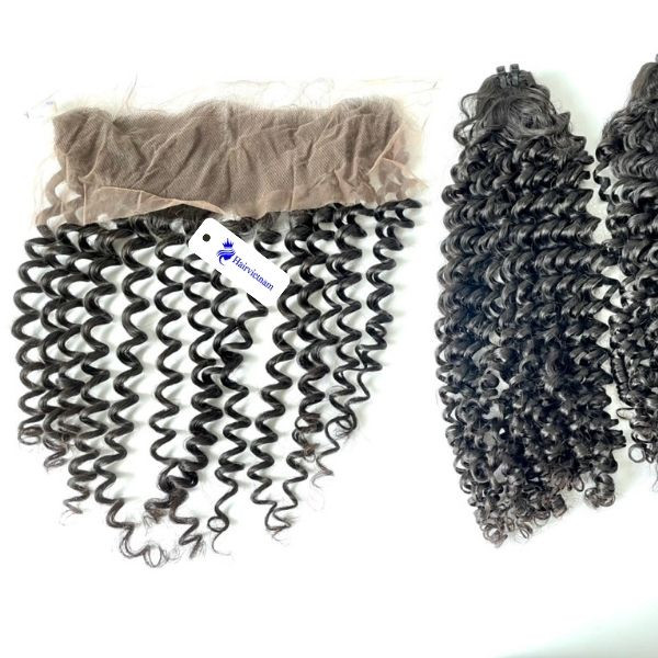 Natural Curly Virgin Hair Bundles with Closure